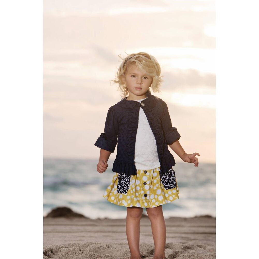 Persnickety Skirt Yellow Print with Blue Pockets - USA Made